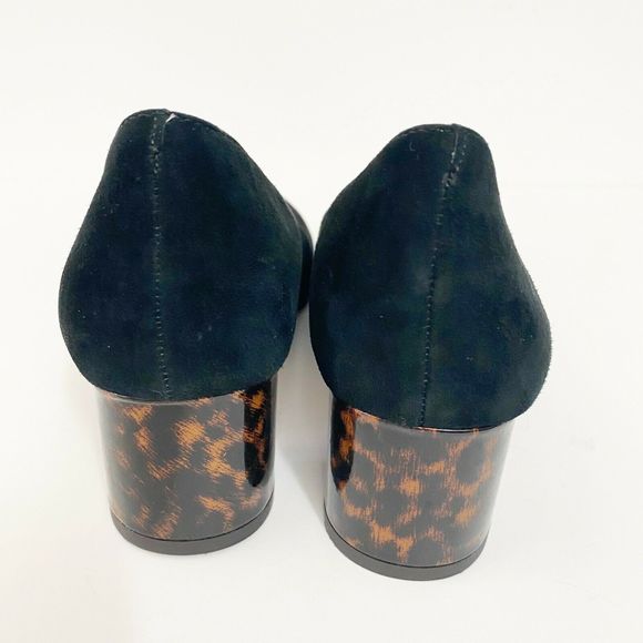 Ann Taylor Navy Blue Heels with Tortoise Block Heel - Picture 3 of 8